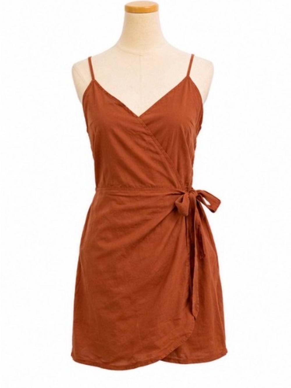 Abercrombie & Fitch Faux Wrap Mini Dress Cinnamon 100% Cotton Size L